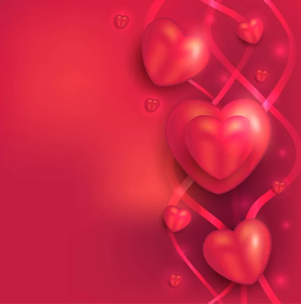 Buon San Valentino Cuore Amore Rosso Nastro Sfondo Amo Raster — Foto Stock