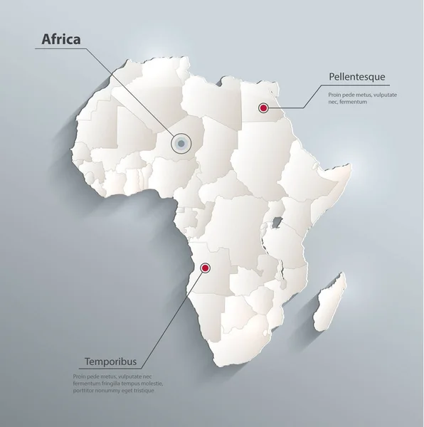 África Mapa Político Estados Separados Azul Blanco Tarjeta Papel Vector — Archivo Imágenes Vectoriales