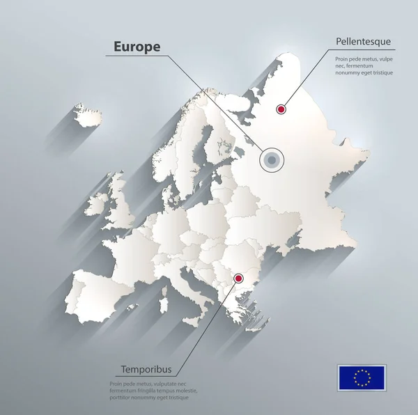 Европа Отображает Отдельные Политические Государства Синий Белый Карточный Вектор — стоковый вектор