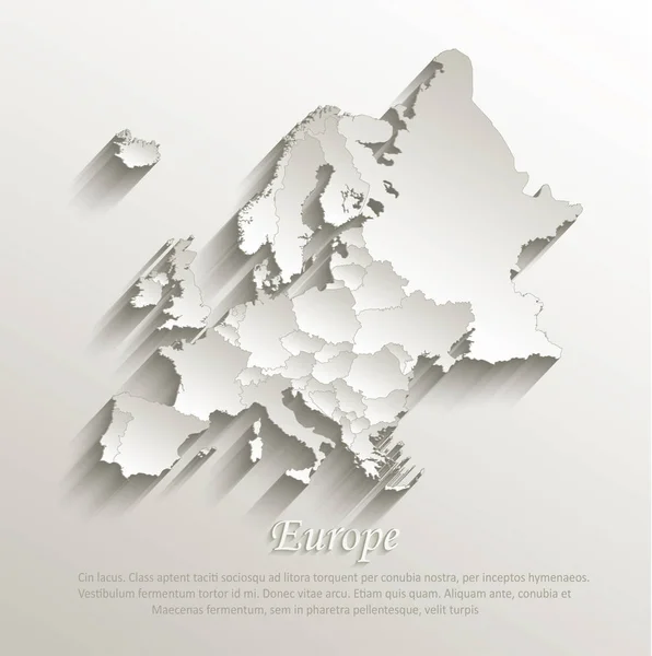 Europa Mapa Político Estados Separados Tarjeta Papel Vector Natural — Vector de stock