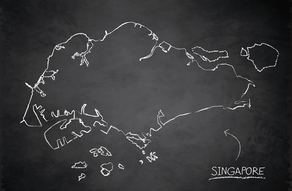 Vektor Papan Tulis Peta Singapura - Stok Vektor