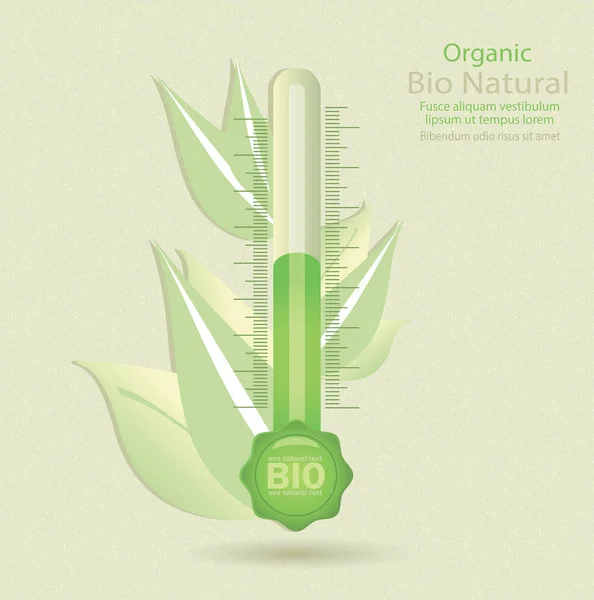 Hojas Del Termómetro Bio Sello Sello Vector — Archivo Imágenes Vectoriales