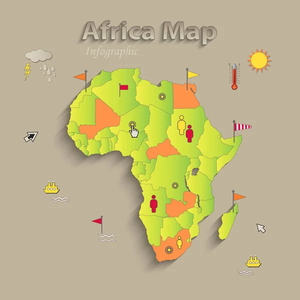 África Mapa Estados Separados Infografías Mapa Político Estados Individuales Vector — Archivo Imágenes Vectoriales