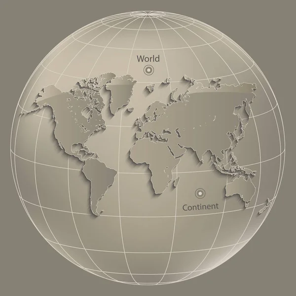 Mappa Del Mondo Globo Terra Cerchio Globo Marrone Colore Vettore — Vettoriale Stock