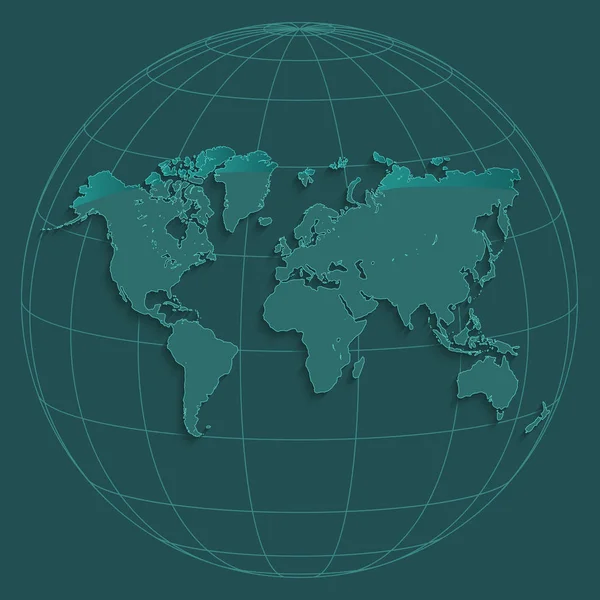 Mapa Mundo Globus Coordenadas Geográficas Globo Vetor Cor Petróleo — Vetor de Stock