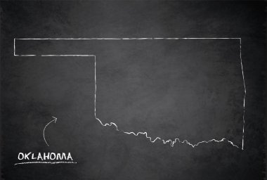 Oklahoma Haritası, Amerika Birleşik Devletleri eyaleti, vektör tasarım karatahta tahtası