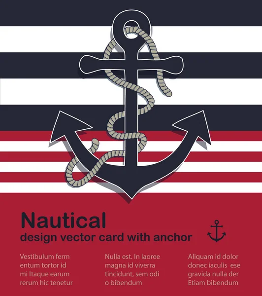 Nautisches Design Vektor Karte Mit Marine Anker Und Seil — Stockvektor