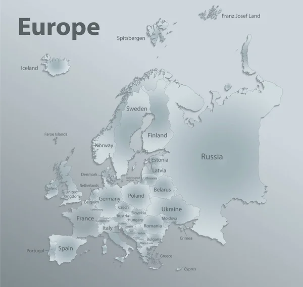 Europa Mapa Nuevo Mapa Político Detallado Estados Individuales Separados Con — Vector de stock