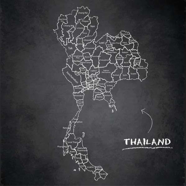 泰国地图行政区划划分区域和名称个别区域 设计卡片黑板黑板矢量 — 图库矢量图片