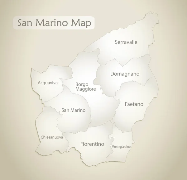 San Marino Χάρτης Διοικητική Διαίρεση Ονόματα Παλιό Χαρτί Διάνυσμα Φόντο — Διανυσματικό Αρχείο