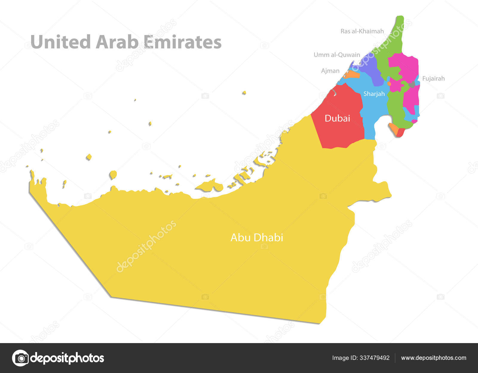 Uni Emirat Arab Map United Arab Emirates Map Administrative Division Names Color Map Isolated  Stock Vector Image By ©Mondi.h #337479492