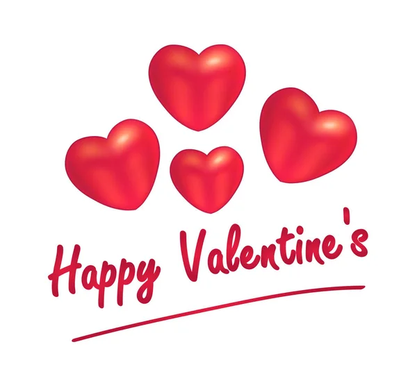 Srdce Textem Happy Valentines Izolované Bílém Pozadí Vektoru — Stockový vektor
