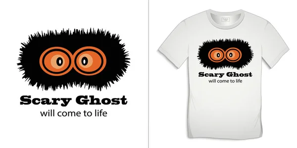 Imprimir Design Gráfico Shirt Imagem Motivo Poltergeist Texto Com Palavras —  Vetores de Stock