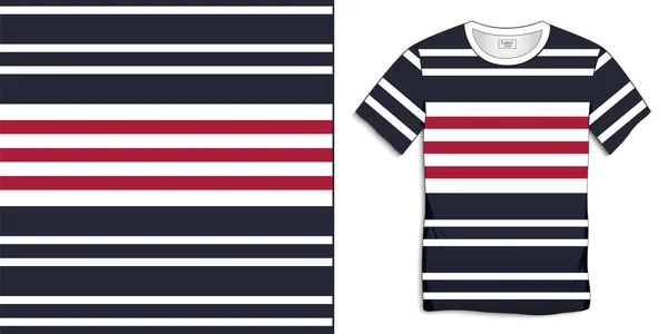 打印在T恤衫图形设计 水手条纹 T恤衫 海军陆战队条纹模板矢量上 — 图库矢量图片