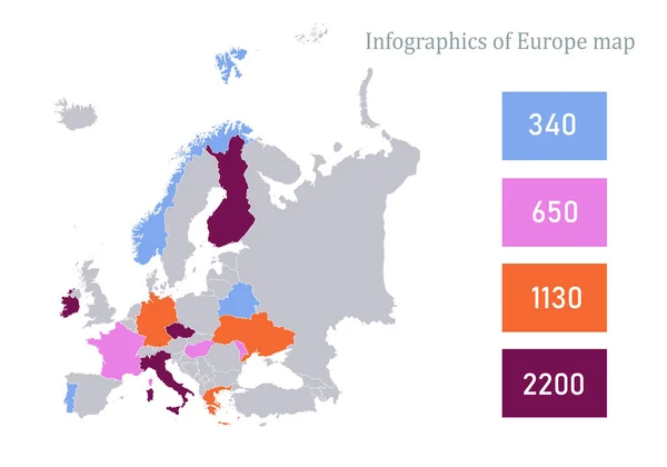 Infografica Dell Europa Mappa Singoli Stati Vettore — Vettoriale Stock