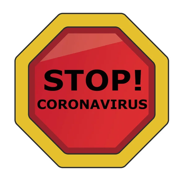Panneau Stop Coronavirus Vecteur Icône Prudence Isolé Sur Fond Blanc — Image vectorielle
