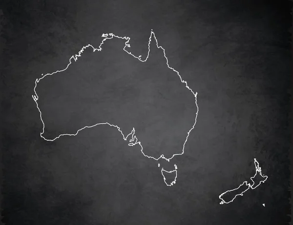 Austrália Mapa Continente Nova Zelândia Quadro Negro Escola Fundo Branco — Fotografia de Stock