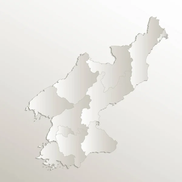 Corea Del Norte Mapa Región Separada Nombres Tarjeta Individual Papel —  Fotos de Stock
