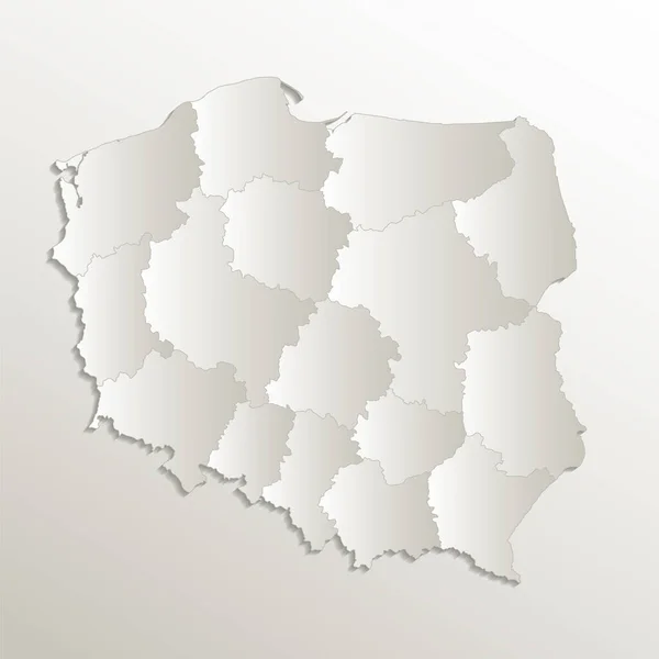 Poland Map Separates Regions Names Individual Region Card Paper Natural — Stock Photo, Image