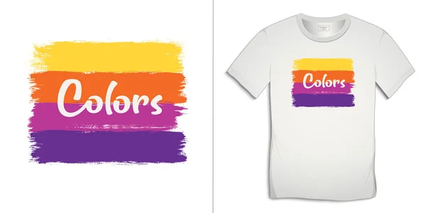 Impressão Design Gráfico Shirt Cores Pintura Isolado Vetor Fundo Branco —  Vetores de Stock