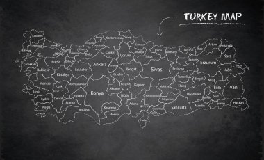 Türkiye haritası, tasarım kartı karatahta vektörü