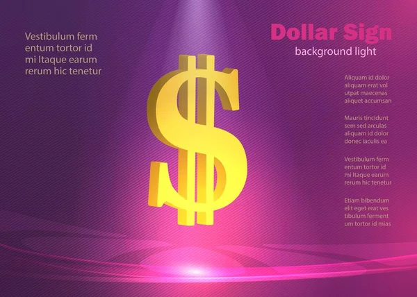 Sinal Dólar Fundo Brilhante Luzes Moderno Poster Linhas Vetor —  Vetores de Stock