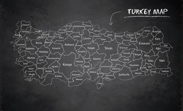 トルコ地図 デザインカードブラックボードチャークボードベクトル — ストックベクタ