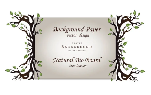 Papier Bord Met Frame Met Boom Met Bladeren Wortels Horizontale — Stockvector