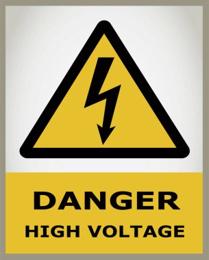Tehlike uyarısı yüksek voltaj, uyarı kartı vektörü