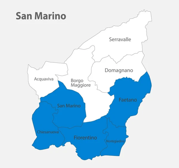 Карта Сан Марино Кольорах Прапора Адміністративним Поділом Вектора — стоковий вектор