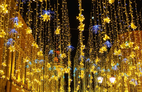 Vánoční Osvětlení Nikolskaya Street Moskvě — Stock fotografie