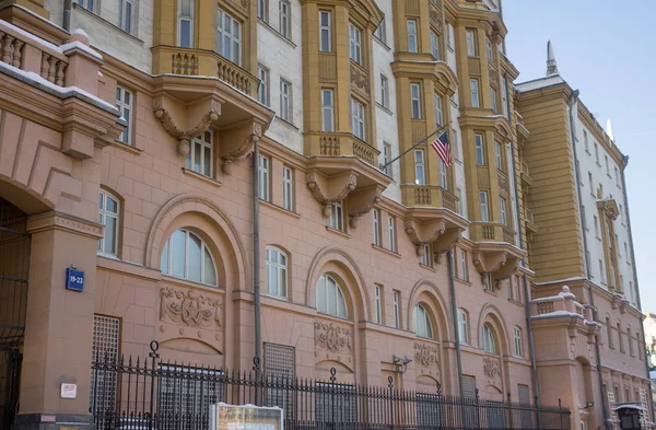 Fevereiro 2018 Moscou Rússia Edifício Embaixada Dos Estados Unidos América — Fotografia de Stock