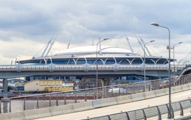 April 29, 2018 St. Petersburg, Russia. Stadium St. Petersburg Arena where the matches of the FIFA World Cup 2018 and the European Football Championship 2020 will be held. clipart