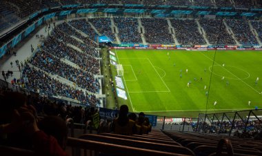 17 Nisan 2018 St. Petersburg, Rusya. Stadyum St. Petersburg FIFA Dünya Kupası 2018 ve Avrupa Futbol Şampiyonası 2020 maçlar düzenlendiği Arena.