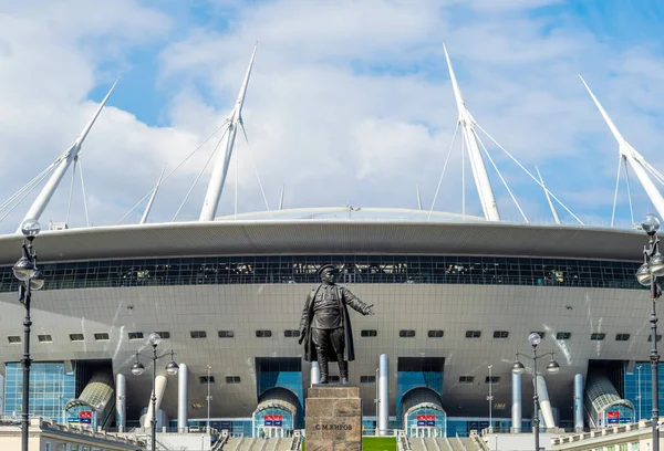 April 29, 2018 St. Petersburg, Russia. Stadium St. Petersburg Arena where the matches of the FIFA World Cup 2018 and the European Football Championship 2020 will be held. — Stock Image April 2018 Petersburg Russia Stadium Petersburg Arena Matches Fifa World Stock Photo