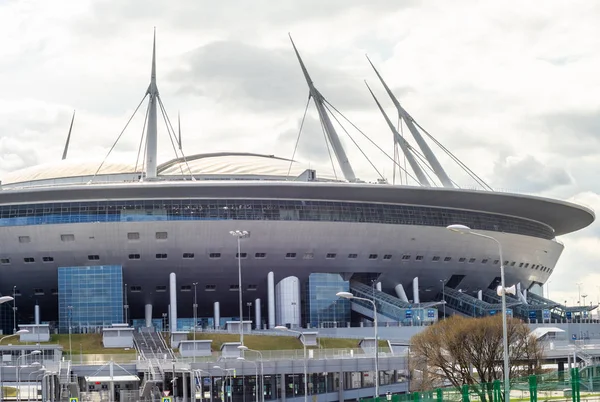 April 29, 2018 St. Petersburg, Russia. Stadium St. Petersburg Arena where the matches of the FIFA World Cup 2018 and the European Football Championship 2020 will be held. — Stock Image April 2018 Petersburg Russia Stadium Petersburg Arena Matches Fifa World Royalty Free Stock Images
