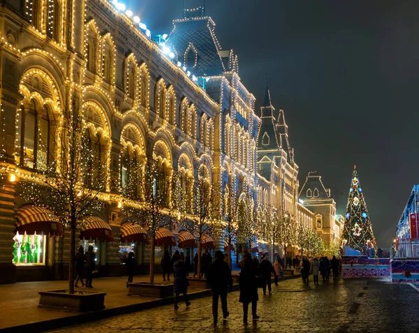 December 2018 Moscow Russia New Year Tree Red Square Gum — Stock Photo, Image