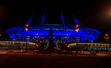 18 Nisan 2018. St. Petersburg, Rusya. 2020 yılında Avrupa Futbol Şampiyonası ve 2021 yılında Şampiyonlar Ligi finallerine ev sahipliği yapacak olan St. Petersburg Stadyumu (Gazprom Arena).