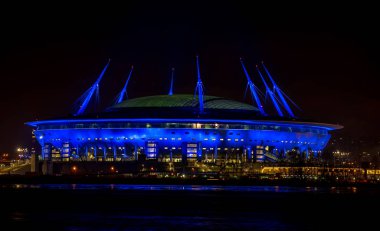 17 Nisan 2018. St. Petersburg, Rusya. 2020 yılında Avrupa Futbol Şampiyonası ve 2021 yılında Şampiyonlar Ligi finallerine ev sahipliği yapacak olan St. Petersburg Stadyumu (Gazprom Arena).