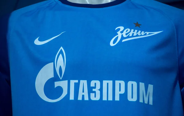 April 2018 Petersburg Rusland Vorm Van Voetbalclub Zenit Etalage Van — Stockfoto