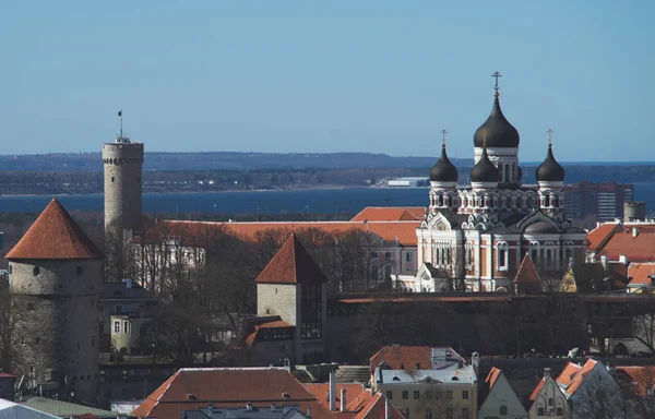 Kwietnia 2018 Tallinn Estonia Widok Stare Miasto Tarasu Widokowego — Zdjęcie stockowe
