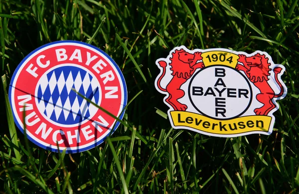 Σεπτεμβρίου 2019 Μόναχο Γερμανία Εμβλήματα Των Γερμανικών Ποδοσφαιρικών Συλλόγων Bayer — Φωτογραφία Αρχείου