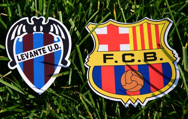 Septiembre 2019 Madrid España Emblemas Los Clubes Fútbol Españoles Barcelona — Foto de Stock