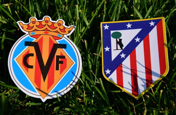 Settembre 2019 Madrid Spagna Emblemi Delle Squadre Calcio Spagnole Villarreal — Foto Stock