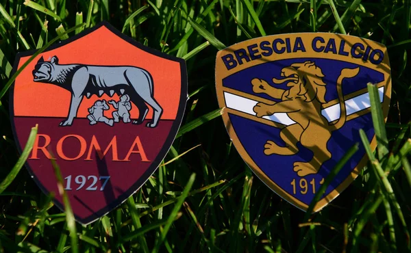 Septiembre 2019 Turín Italia Emblemas Los Clubes Fútbol Italianos Brescia — Foto de Stock