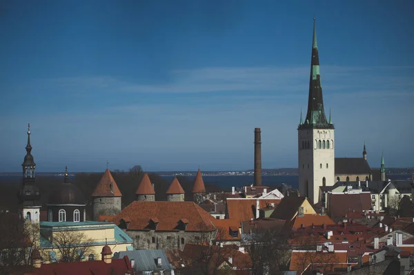 Avril 2018 Tallinn Estonie Vue Vieille Ville Depuis Pont Observation — Photo