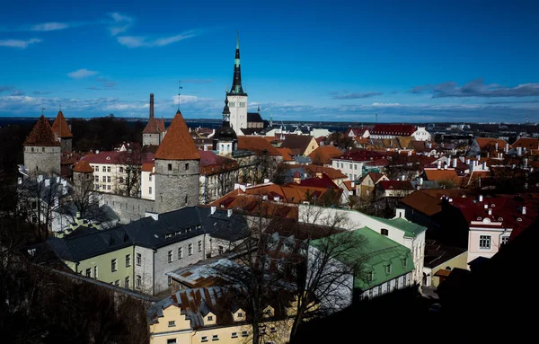 Avril 2018 Tallinn Estonie Vue Vieille Ville Depuis Pont Observation — Photo
