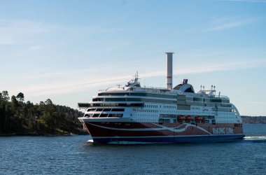 22 Nisan 2019, Stockholm, İsveç. Finlandiya nakliye gemisinin hızlı yolcusu ve feribotu Viking Hattı Viking Grace ile ilgilidir..