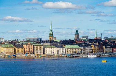 22 Nisan 2018. Stockholm, İsveç. Stockholm 'ün tarihi merkezi açık havada panorama.
