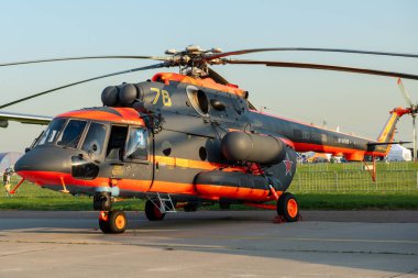 30 Ağustos 2019. Zhukovsky, Rusya. fRussian çok amaçlı helikopter Mil Mi-8 Uluslararası Havacılık ve Uzay Salonu MAKS 2019.